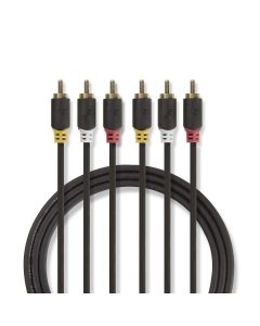 Nedis composite videokabel 3x RCA male